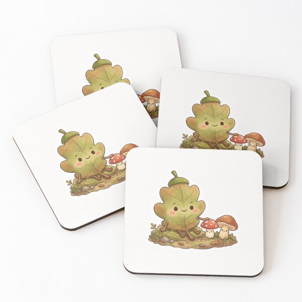 Item preview, Cute Leaf Playing With Mushrooms Autumn Sticker designed and sold by Cerys-GS.