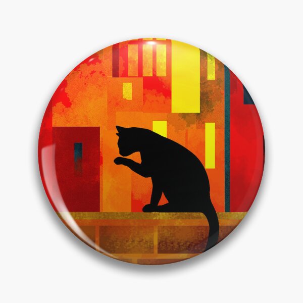 Item preview, Cat Silhouette Against Vibrant Cityscape designed and sold by Andrew  Hitchen.