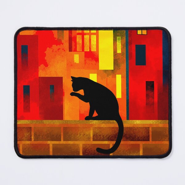 Item preview, Cat Silhouette Against Vibrant Cityscape designed and sold by Andrew Hitchen.