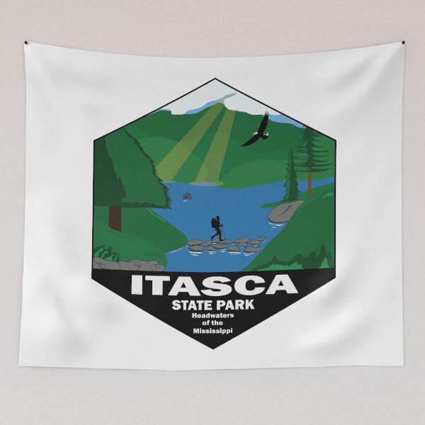 Item preview, Itasca State Park Minnesota – Headwaters of the Mississippi River Vintage Wilderness Poster designed and sold by All in Good Fun.