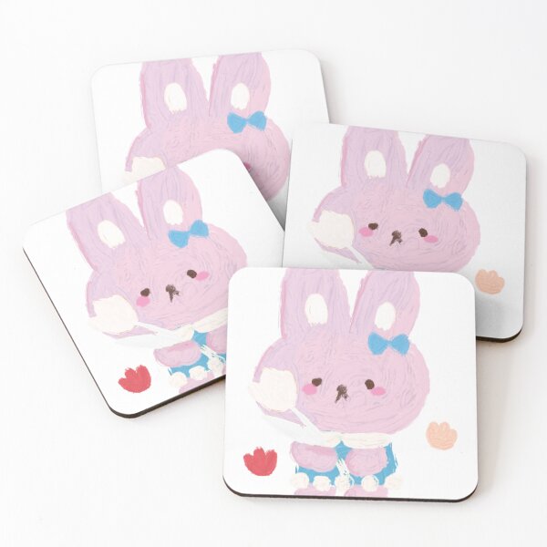 Item preview, Pink Bunny Holding Tulip – Soft Pastel Nature Illustration designed and sold by IZDIHAR-STUDIO.
