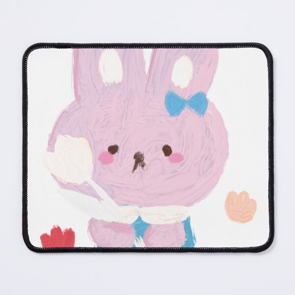 Item preview, Pink Bunny Holding Tulip – Soft Pastel Nature Illustration designed and sold by IZDIHAR-STUDIO.