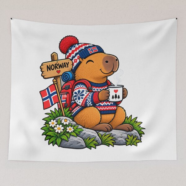 Item preview, Cute Norway Capybara – Cozy Nordic Adventure designed and sold by CapybaraTravels.