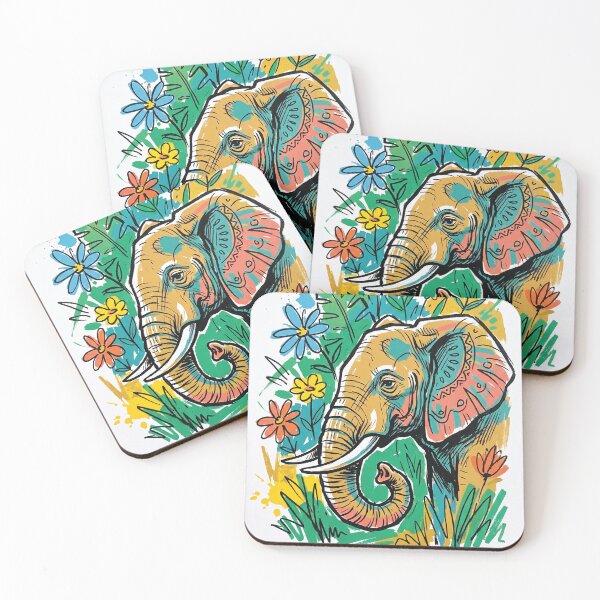 Item preview, Elephant Profile Portrait Wildflowers Art Print designed and sold by Merch by Das Design Studio.