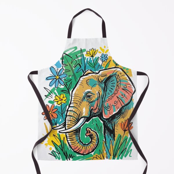 Item preview, Elephant Profile Portrait Wildflowers Art Print designed and sold by Merch by Das Design Studio.