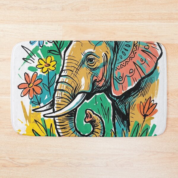 Item preview, Elephant Profile Portrait Wildflowers Art Print designed and sold by Merch by Das Design Studio.