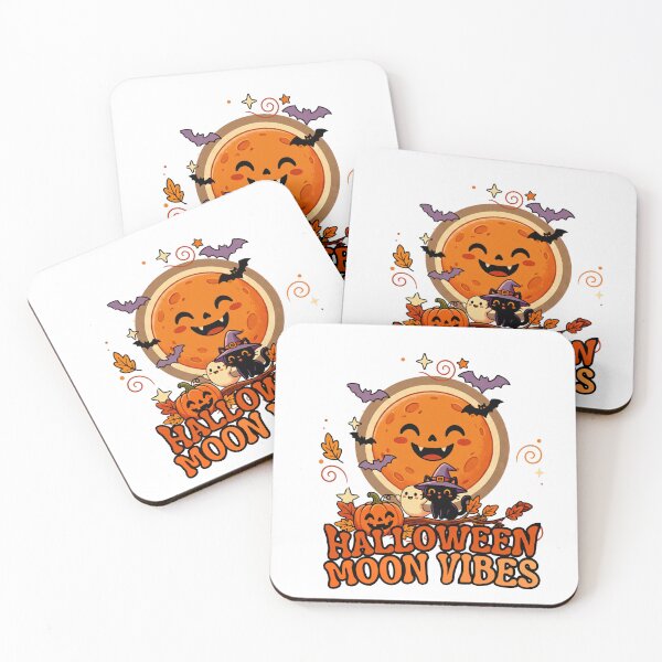 Item preview, Cute Spooky Halloween Moon Vibes Retro Cat and Ghost Art designed and sold by Thegoldenline.