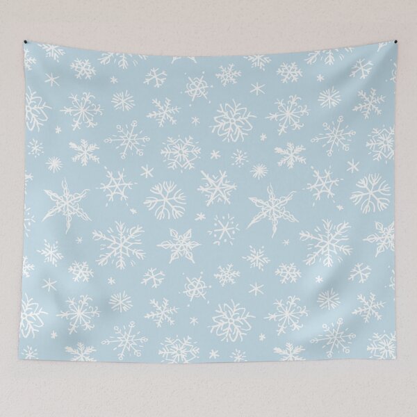 Item preview, Hand Drawn Snowflakes on Soft Blue Background designed and sold by CHERRY--SHOP.
