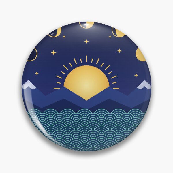 Item preview, Moon Phases Sunrise Mountains Waves Cycles designed and sold by Printsby.