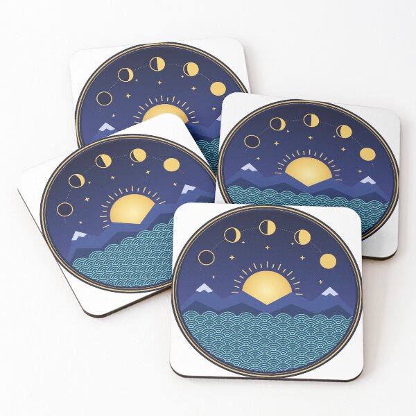 Item preview, Moon Phases Sunrise Mountains Waves Cycles designed and sold by Printsby.