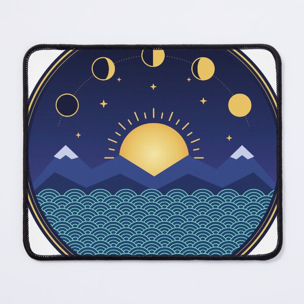 Item preview, Moon Phases Sunrise Mountains Waves Cycles designed and sold by Printsby.