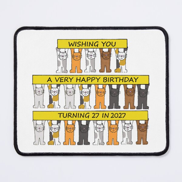 Item preview, Happy 27th Birthday Turning 27 in 2027 Cartoon Cats designed and sold by KateTaylor.