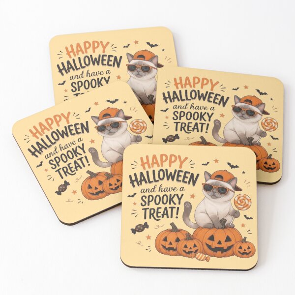 Item preview, Cute Cool Cat Happy Halloween Spooky Treat Pumpkins designed and sold by PetalsPaws.