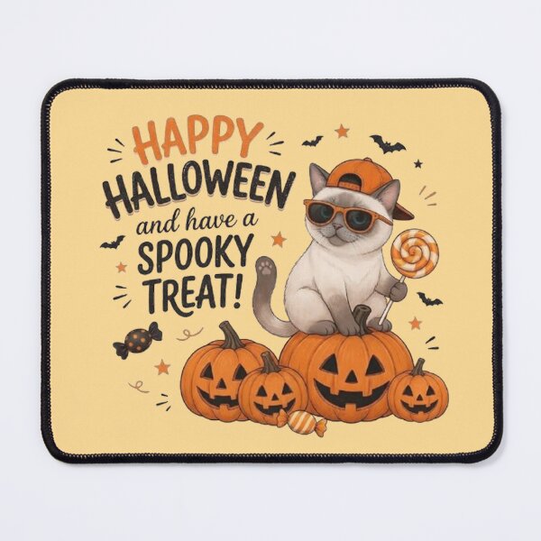 Item preview, Cute Cool Cat Happy Halloween Spooky Treat Pumpkins designed and sold by PetalsPaws.