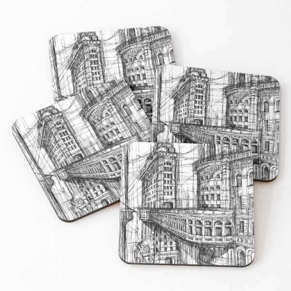 Item preview, Imaginary City Architectural Line Art – Black and White Urban Sketch designed and sold by IlustratorCAT.