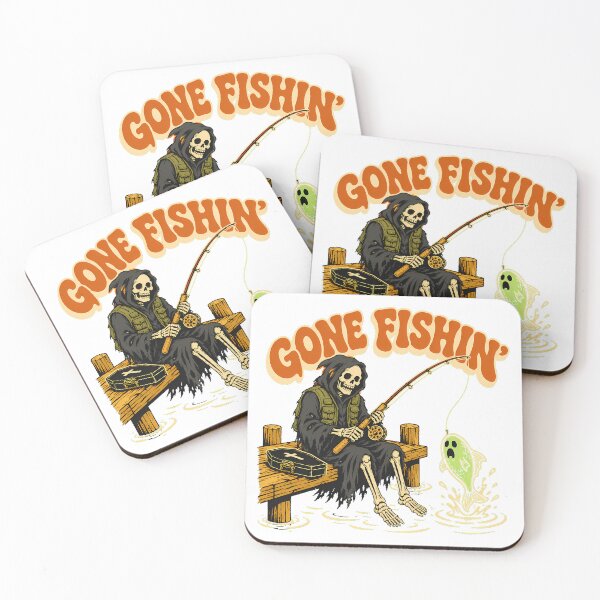 Item preview, Grim Reaper Fishing Skeleton Gone Fishin Funny Angler designed and sold by chattsuede.