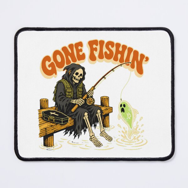 Item preview, Grim Reaper Fishing Skeleton Gone Fishin Funny Angler designed and sold by chattsuede.