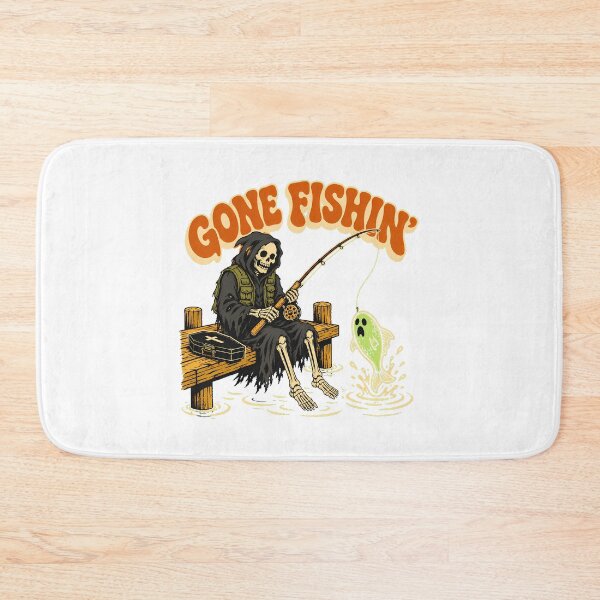 Item preview, Grim Reaper Fishing Skeleton Gone Fishin Funny Angler designed and sold by chattsuede.