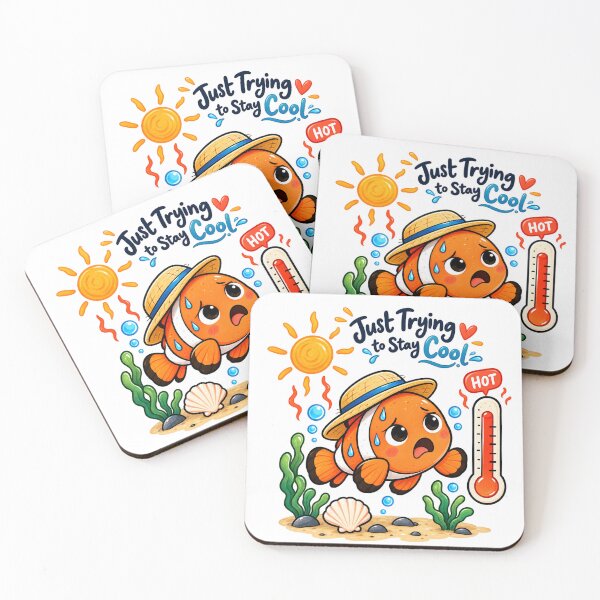 Item preview, Hot Clownfish Summer Ocean, Just Trying to Stay Cool designed and sold by Dreamy Ocean Art.