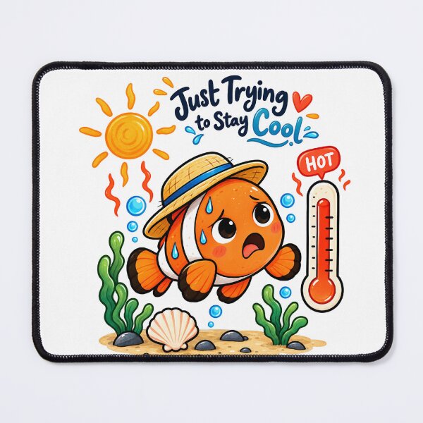 Item preview, Hot Clownfish Summer Ocean, Just Trying to Stay Cool designed and sold by Dreamy Ocean Art.