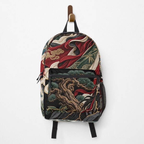 Item preview, Chinese Calligraphy Art – Ancient Chinese Scholar, Mountain Landscape & Embroidered Wisdom Proverb designed and sold by Emoji Emblems.
