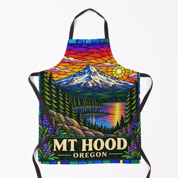 Item preview, Mt. Hood Oregon Stained Glass Mountain Travel Poster designed and sold by Swanny's Custom T-shirt and Gift Designs.