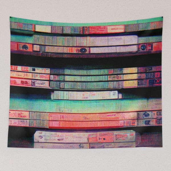 Item preview, Vintage VHS Tape Cinema Stack Movie Poster designed and sold by Cine8.