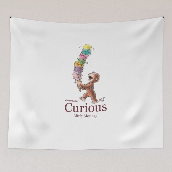 Item preview, Cute Monkey Holding Giant Rainbow Ice Cream Cone Sweet Dessert Art designed and sold by VelourEmber.