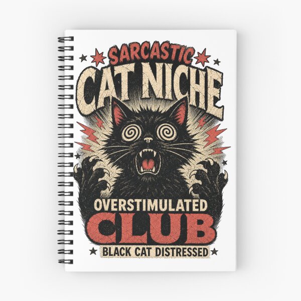 Item preview, Sarcastic Cat Niche Overstimulated Club - Black Cat Distressed Vintage Funny Cat designed and sold by StyxIND.