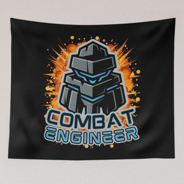 Item preview, Combat Engineer — Futuristic Robotic Armor Emblem with Blue Tech Highlights Military Engineering Graphic Explosion designed and sold by GFamilyC.