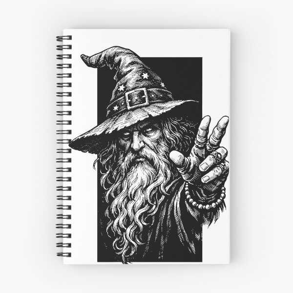 Item preview, Vintage Wizard Peace Sign – Dark Fantasy Woodcut Graphic Tee designed and sold by Overlord Kingdom.