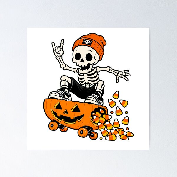 Item preview, Skateboarding Skeleton Pumpkin Halloween Skater Beanie designed and sold by chattsuede.
