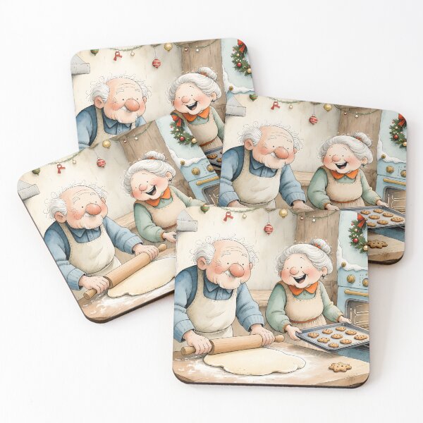 Item preview, Grandma and Grandpa Baking Christmas Cookies designed and sold by Connys Colorful World.