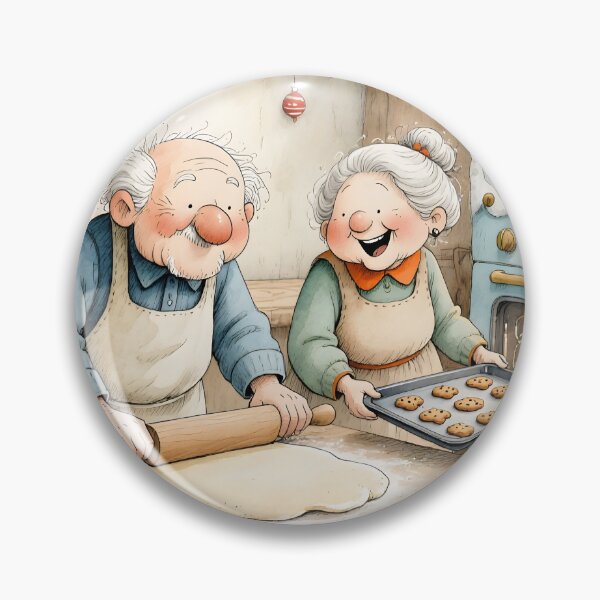 Item preview, Grandma and Grandpa Baking Christmas Cookies designed and sold by Connys Colorful World.