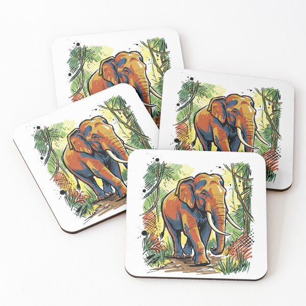 Item preview, Majestic Elephant Jungle Art | Colorful Wildlife Safari Illustration designed and sold by Merch by Das Design Studio.