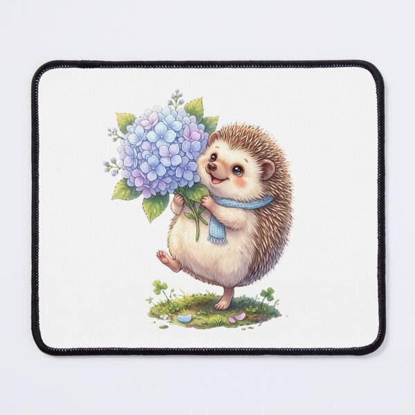 Item preview, Cozy Hedgehog with Hydrangeas designed and sold by StickVerse by Owais.