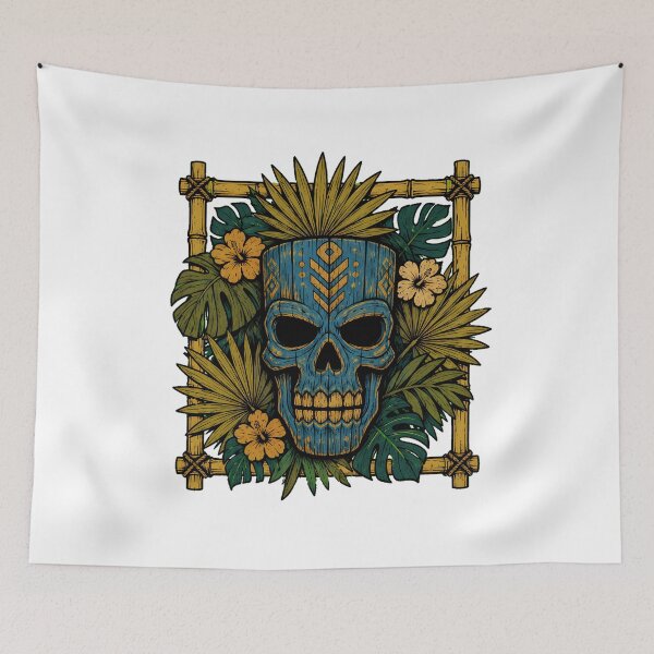 Item preview, Tropical Gothic Tiki Skull Exotic Hawaiian Mask designed and sold by chattsuede.