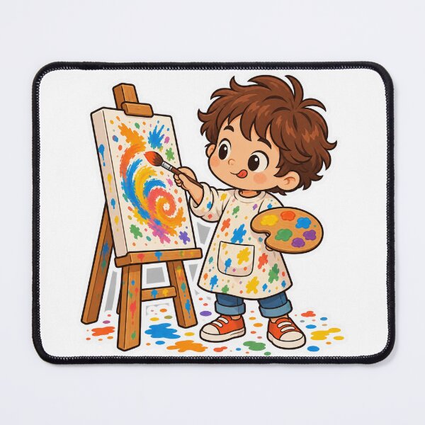 Item preview, Little Artist Boy Painting on Easel designed and sold by NovaToons.