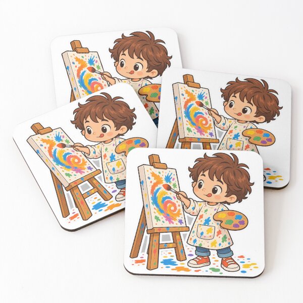 Item preview, Little Artist Boy Painting on Easel designed and sold by NovaToons.