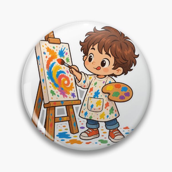 Item preview, Little Artist Boy Painting on Easel designed and sold by NovaToons.