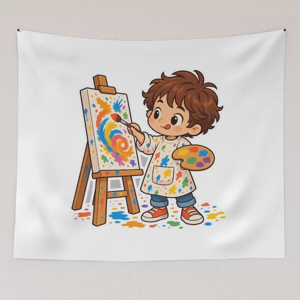 Item preview, Little Artist Boy Painting on Easel designed and sold by NovaToons.