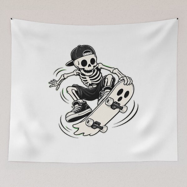 Item preview, Skateboarding Skeleton Ghost Streetwear Skater Mascot designed and sold by chattsuede.