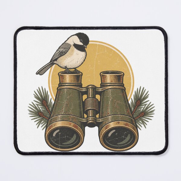 Item preview, Chickadee Perched on Vintage Birding Binoculars designed and sold by eignvalue.