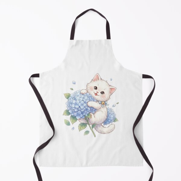 Item preview, White Kitten with Hydrangeas designed and sold by StickVerse by Owais.