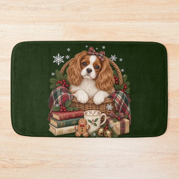Item preview, Cavalier King Charles Spaniel Christmas Basket Cozy Dog Art designed and sold by Cute & Sassy Custom Gifting Boutiques.