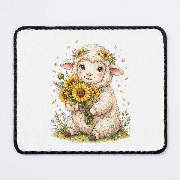 Item preview, Sunny Lamb with Sunflowers designed and sold by StickVerse by Owais.