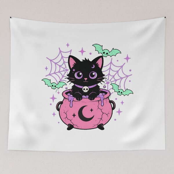Item preview, Spooky Pastel Cauldron Cat Gothic Witchy Aesthetic designed and sold by chattsuede.