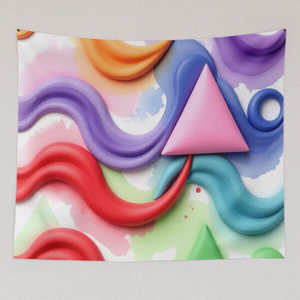Item preview, water waves C colorful geometric watercolor abstract design designed and sold by SmashingDeals.