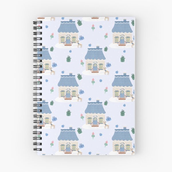 Item preview, Cosy Cottage Blue Christmas Pattern designed and sold by Lockets Little Notes.