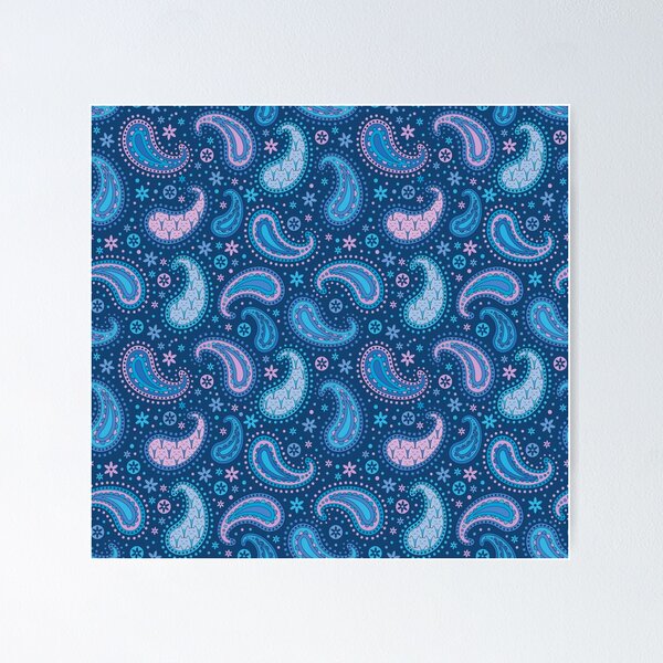 Item preview, Happy Cats Paisley Pattern Blue Pink designed and sold by Pinkdeer Designs.